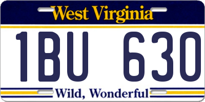 WV license plate 1BU630
