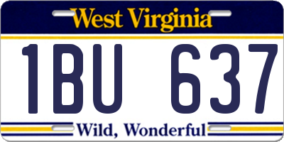 WV license plate 1BU637