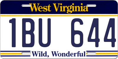 WV license plate 1BU644