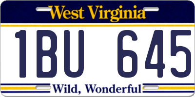 WV license plate 1BU645