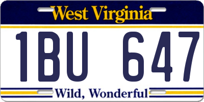 WV license plate 1BU647