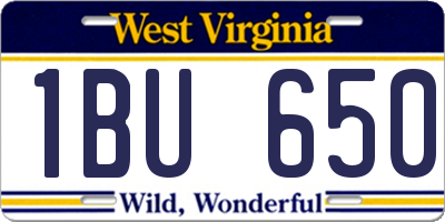WV license plate 1BU650
