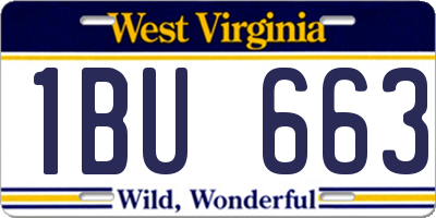 WV license plate 1BU663
