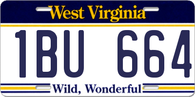 WV license plate 1BU664