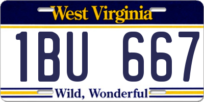 WV license plate 1BU667