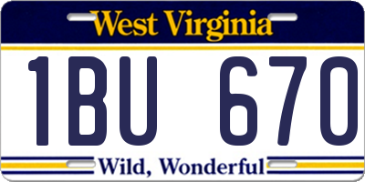 WV license plate 1BU670