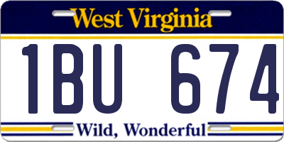 WV license plate 1BU674