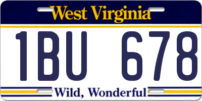 WV license plate 1BU678