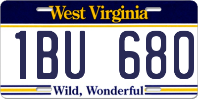 WV license plate 1BU680