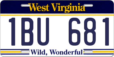 WV license plate 1BU681