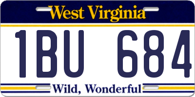 WV license plate 1BU684