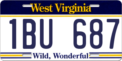 WV license plate 1BU687