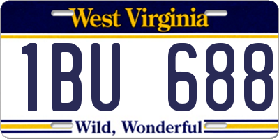 WV license plate 1BU688