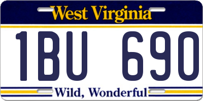 WV license plate 1BU690