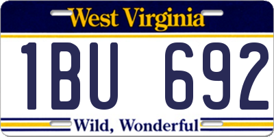 WV license plate 1BU692