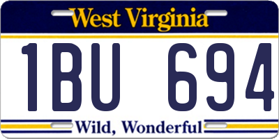 WV license plate 1BU694