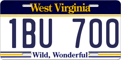 WV license plate 1BU700