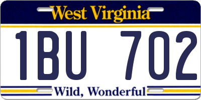 WV license plate 1BU702