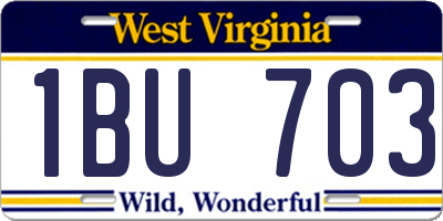 WV license plate 1BU703
