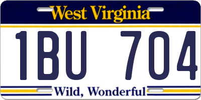 WV license plate 1BU704