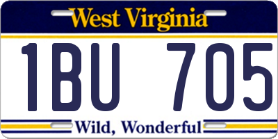 WV license plate 1BU705