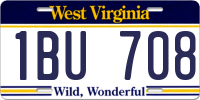 WV license plate 1BU708