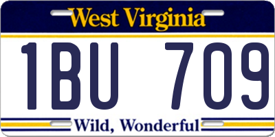 WV license plate 1BU709