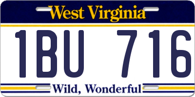 WV license plate 1BU716