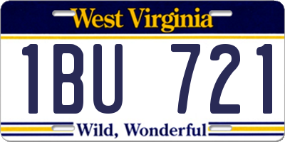 WV license plate 1BU721