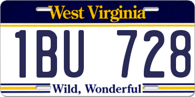 WV license plate 1BU728