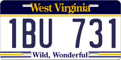 WV license plate 1BU731