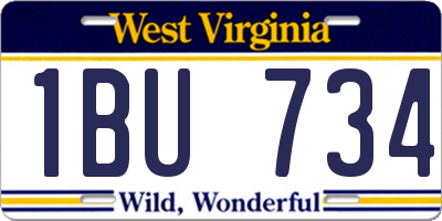 WV license plate 1BU734