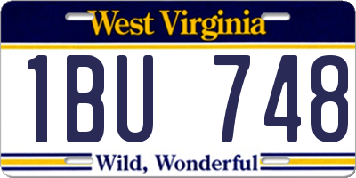 WV license plate 1BU748