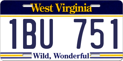 WV license plate 1BU751