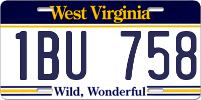 WV license plate 1BU758
