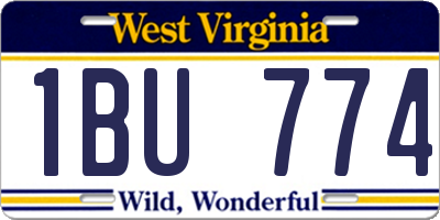 WV license plate 1BU774