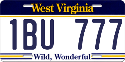 WV license plate 1BU777