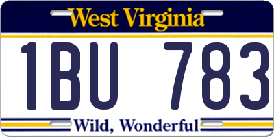 WV license plate 1BU783