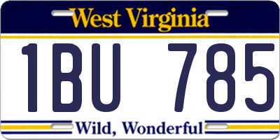WV license plate 1BU785