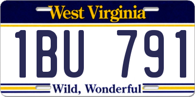WV license plate 1BU791