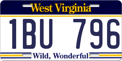 WV license plate 1BU796