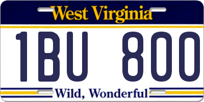 WV license plate 1BU800