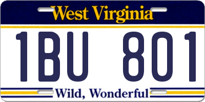 WV license plate 1BU801