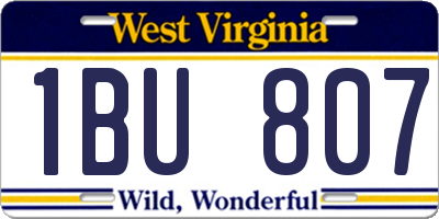 WV license plate 1BU807