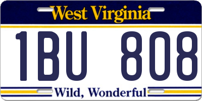 WV license plate 1BU808