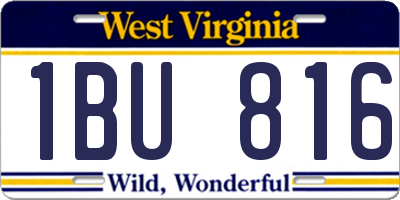 WV license plate 1BU816
