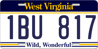 WV license plate 1BU817