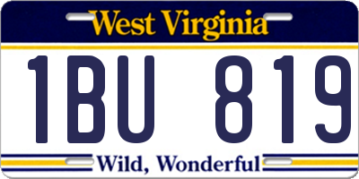 WV license plate 1BU819