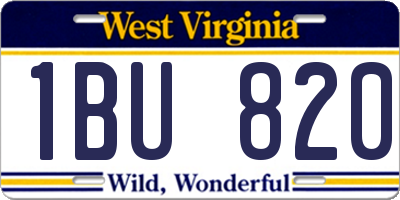 WV license plate 1BU820