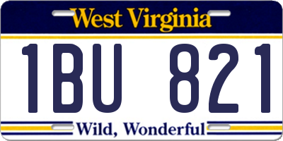 WV license plate 1BU821